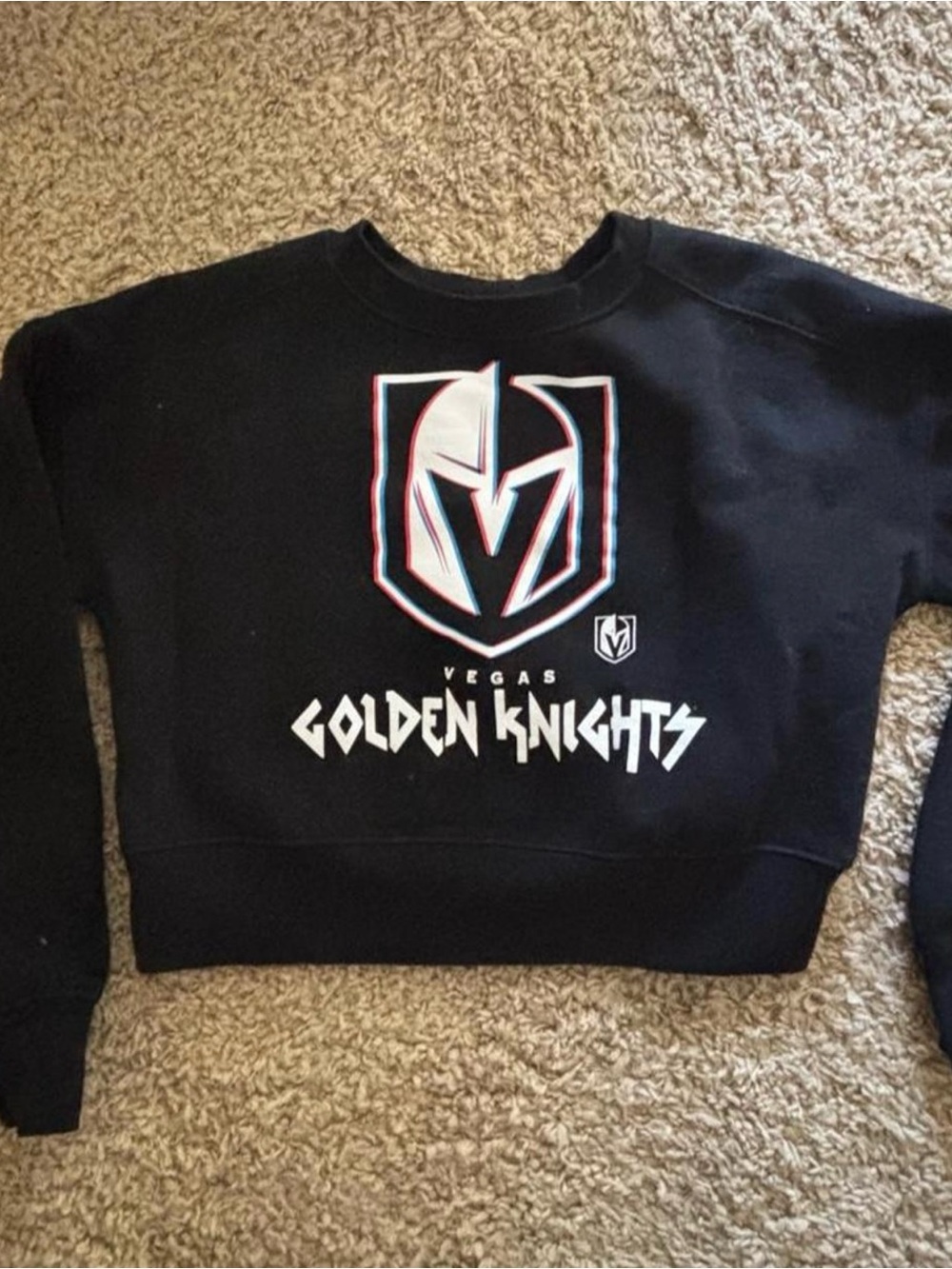 Vegas Golden Knights Cropped Black Crewneck Sweater